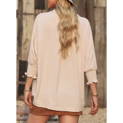 Women's V-Neck 3/4 Sleeve Oversized Tunic Tops