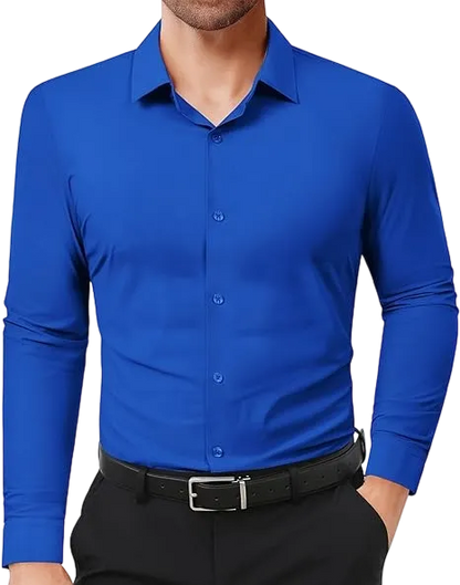 Men's 16-Way Stretch Slim Fit Long Sleeve Button Down Shirts