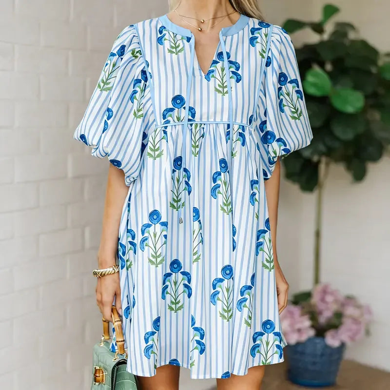 Women's Floral Striped Mini Dress
