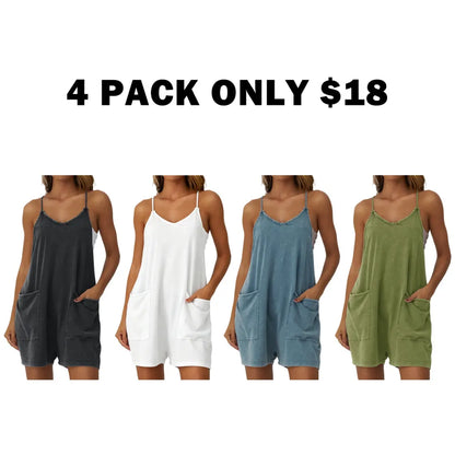 Women's Minimalist Cotton Blend Acid Wash Romper