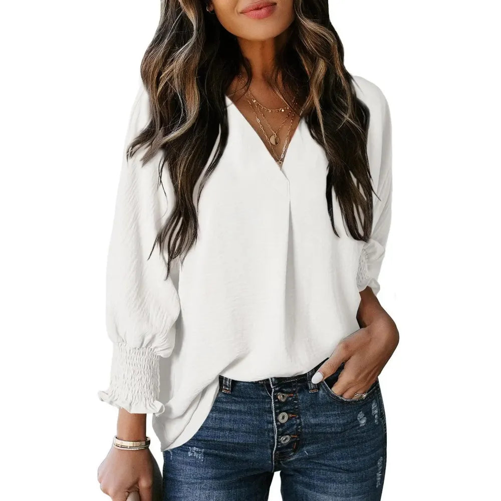 Women's V-Neck 3/4 Sleeve Oversized Tunic Tops