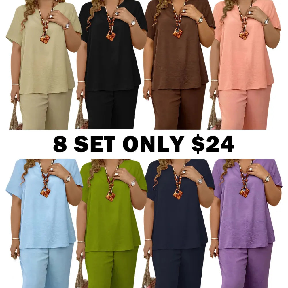 Women's Plus Size Elegant Wide Leg Pants Set
