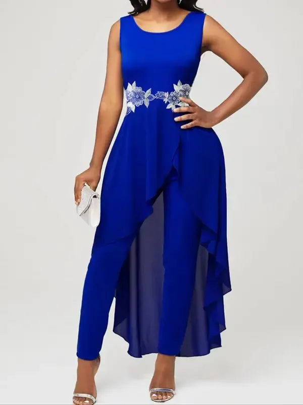 Contrast Lace Asymmetrical Hem Bodysuit