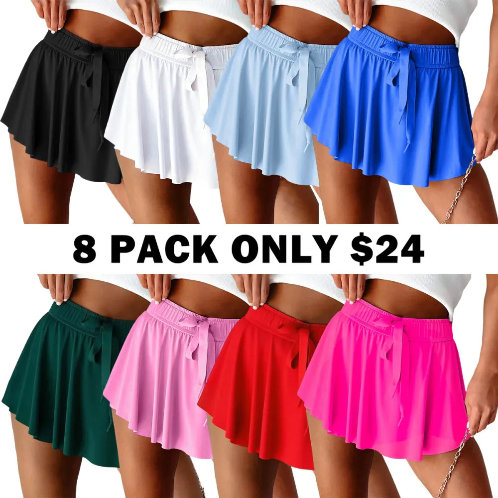 Women's Drawstring High Waist Tennis Skort