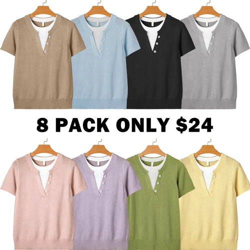 Women's Wool-Blend Casual Short Sleeve Knitwear