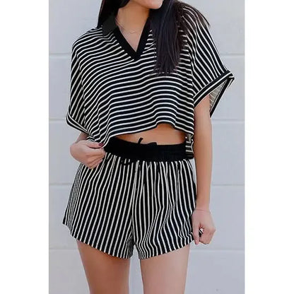 Women‘s Striped 2 Piece Short Sets