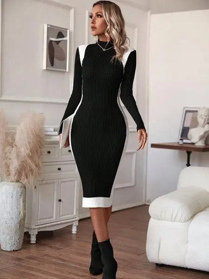 Elegant Long Sleeve Knit Dress for Women