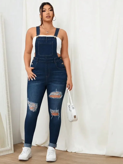 Women's Sweet Cool Denim Strap Jumpsuit