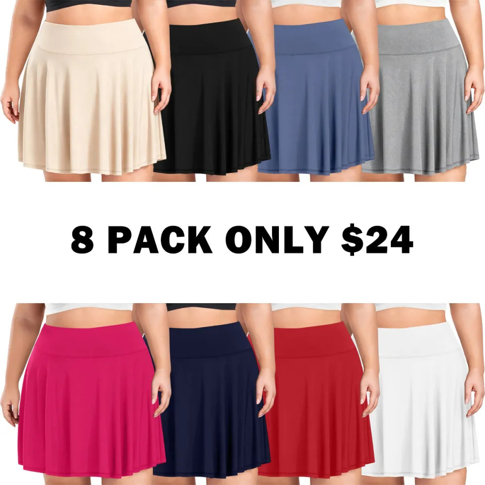 【Plus Size】 Pleated Tennis Skirt with Shorts