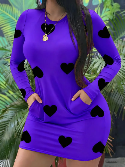 Women's Heart Pattern Long Sleeve Dress