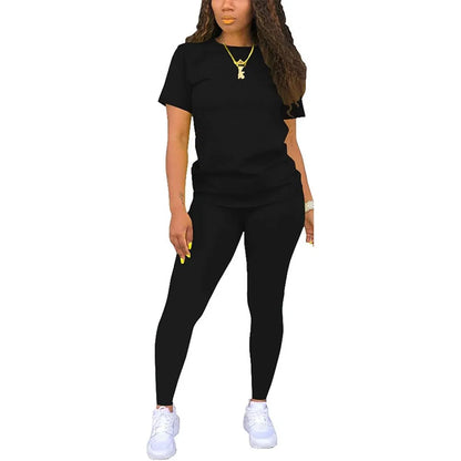 Fitted Round Neck Tee & Skinny Pants 2-Piece