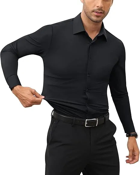 Men's 16-Way Stretch Slim Fit Long Sleeve Button Down Shirts
