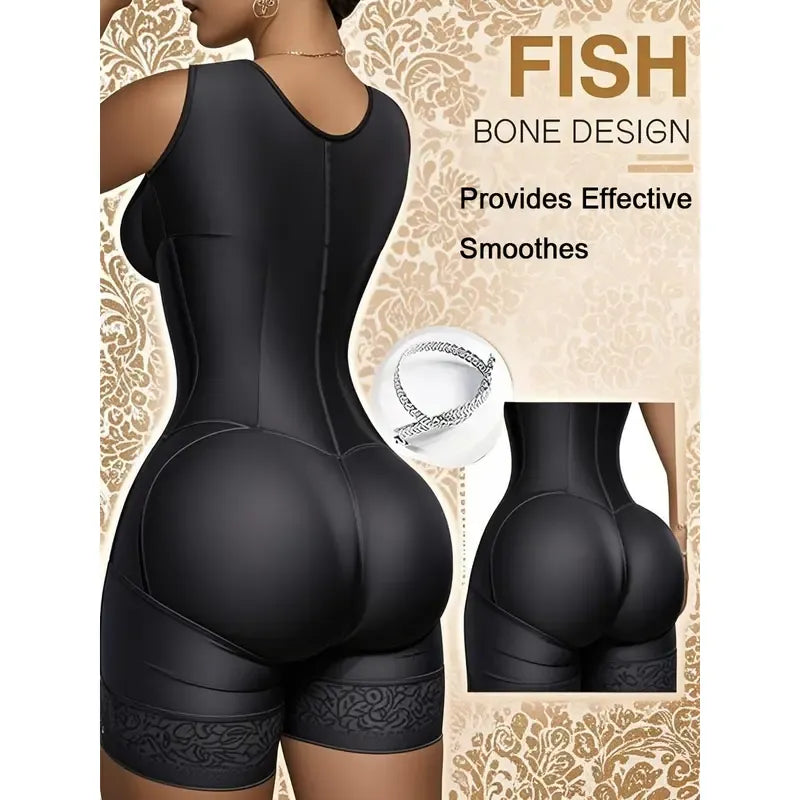 Women's Solid Color Zipper Corset Shapewear Romper
