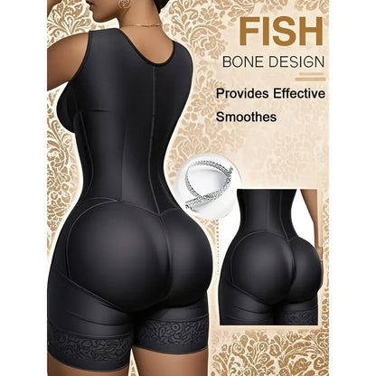 Women's Solid Color Zipper Corset Shapewear Romper