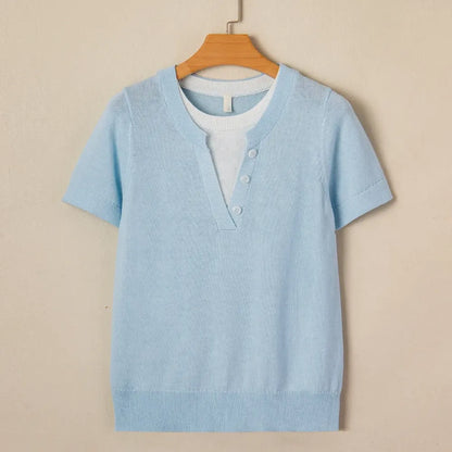 Women's Wool-Blend Casual Short Sleeve Knitwear
