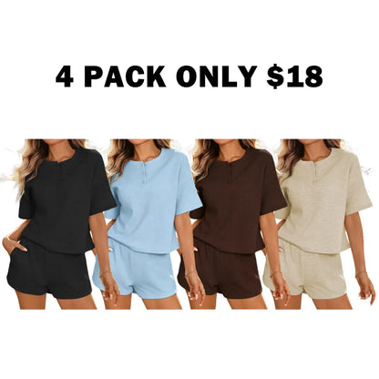 Women’s Waffle Knit 2 Piece Short Sets