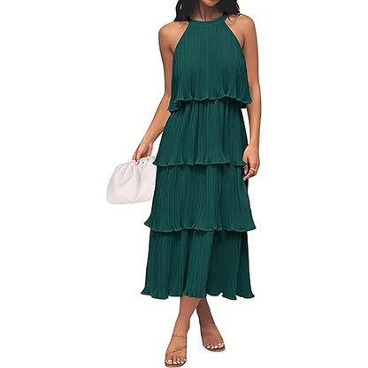 Women's 2026 Summer Sleeveless Chiffon Flowy Midi Dress