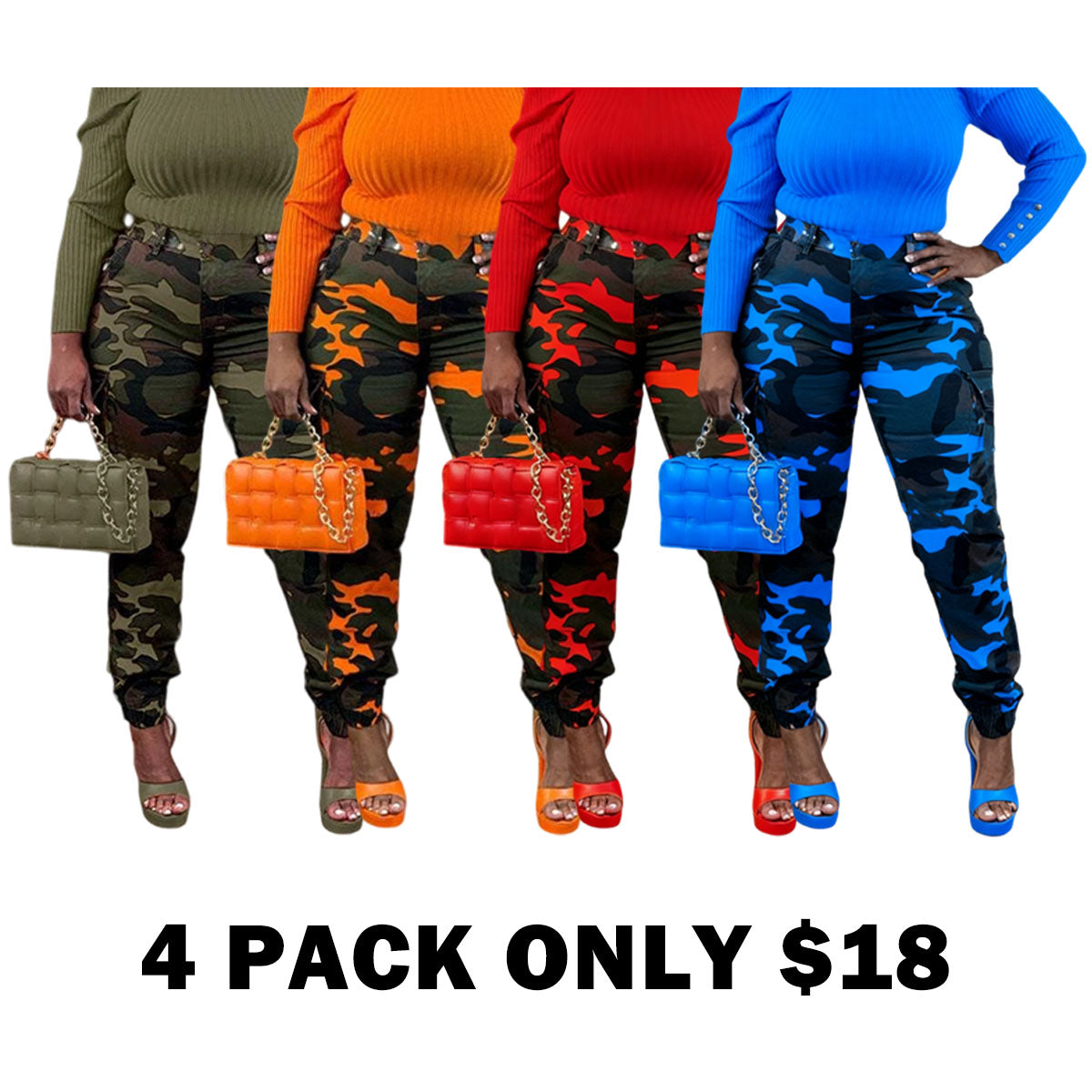 Women's Camo Print Button Fly Cargo Pants