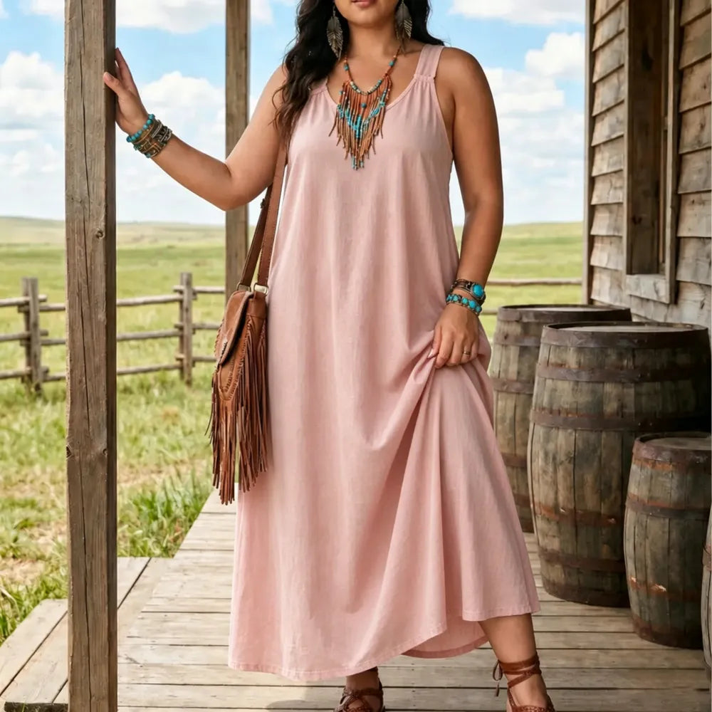 Women’s Sleeveless Denim Maxi Dress