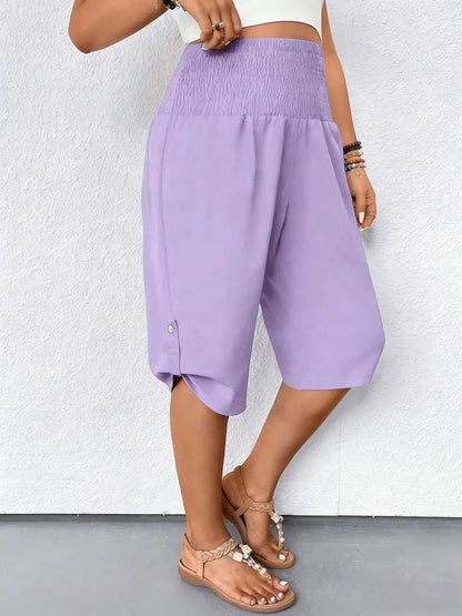 Women's Tummy Control High Waist Fitted Wide Leg Capri Pants
