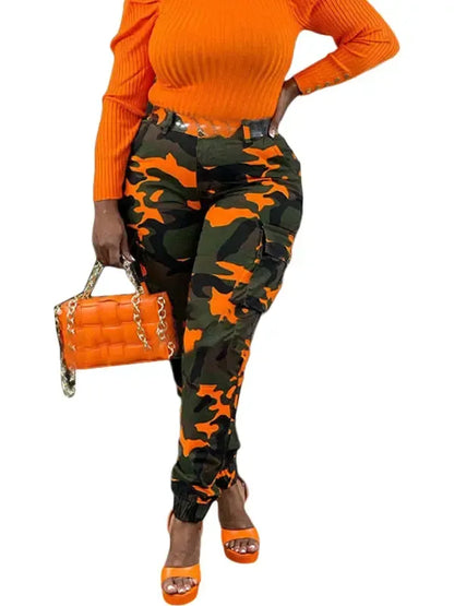 Women's Camo Print Button Fly Cargo Pants