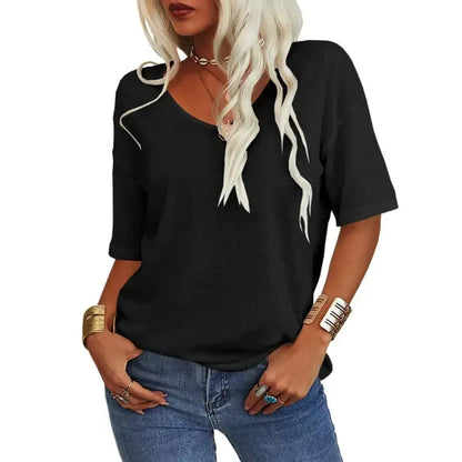 Women's 3/4 Sleeve Shirts V Neck Loose Fitting Tops