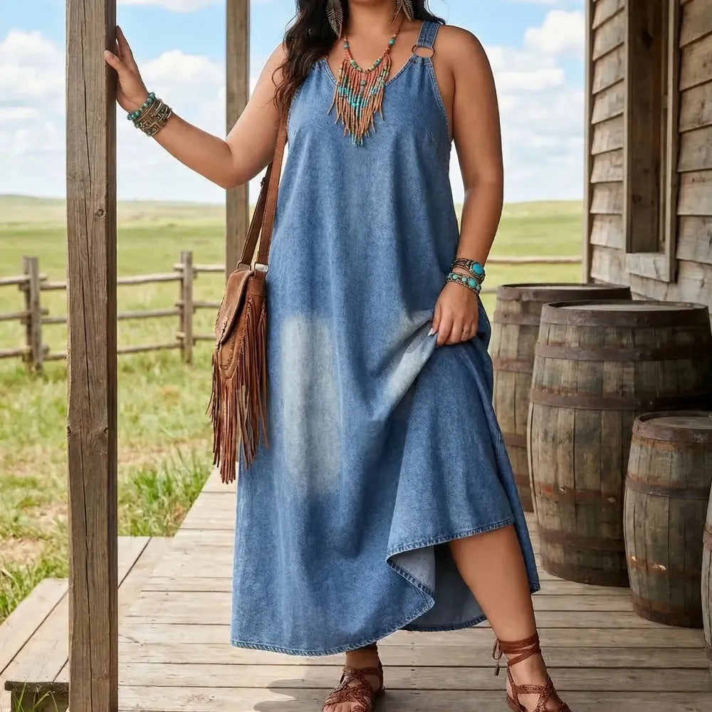Women’s Sleeveless Denim Maxi Dress