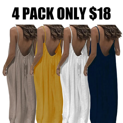 Womens Summer Casual Sleeveless Backless Cami Sundress 2026 Vacation House Dress