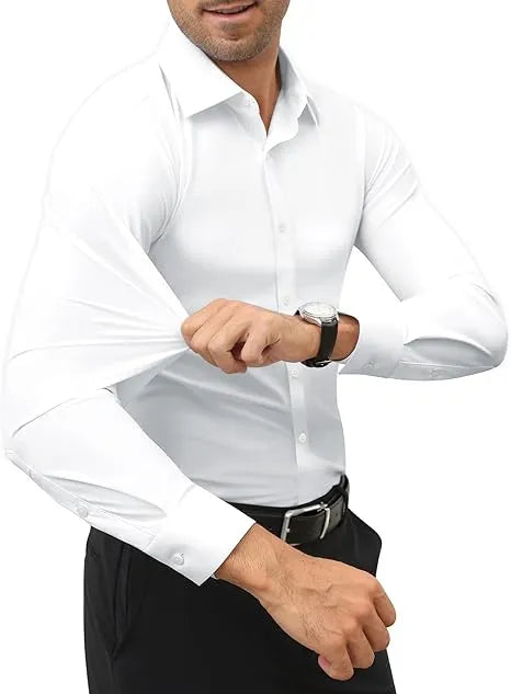 Men's 16-Way Stretch Slim Fit Long Sleeve Button Down Shirts
