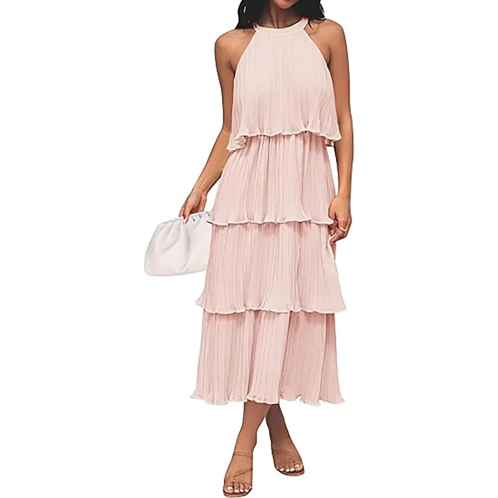 Women's 2026 Summer Sleeveless Chiffon Flowy Midi Dress