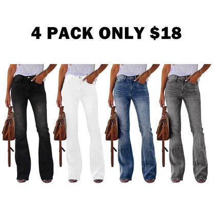 Women‘s High Waisted Flare Stretch Boyfriend Casual Denim Pants