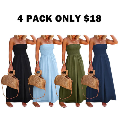 Women‘s Sleeveless Strapless Wide Leg Jumpsuits