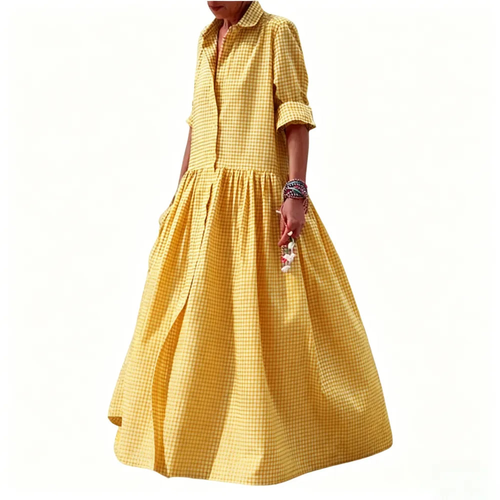 Women's Vintage Plaid Shirt Dress