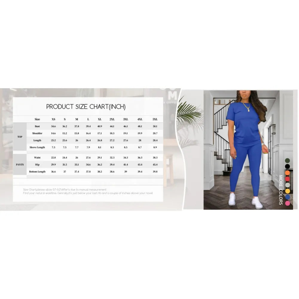 Fitted Round Neck Tee & Skinny Pants 2-Piece