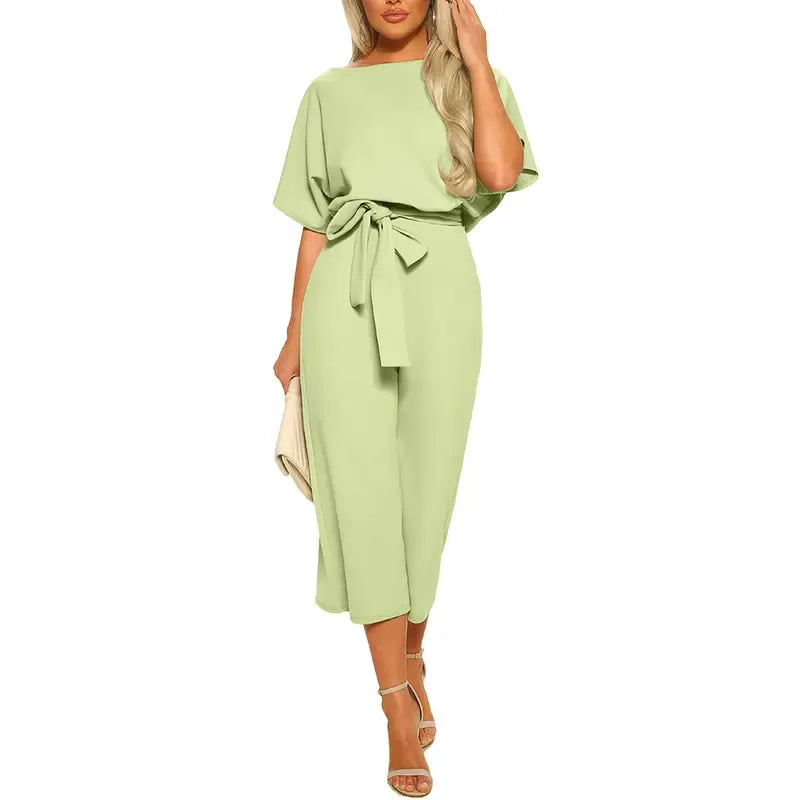 Women's Summer And Autumn Short Sleeved Jumpsuit