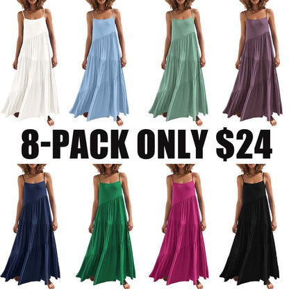 Asymmetric Tiered Style Sleeveless Beach Dress