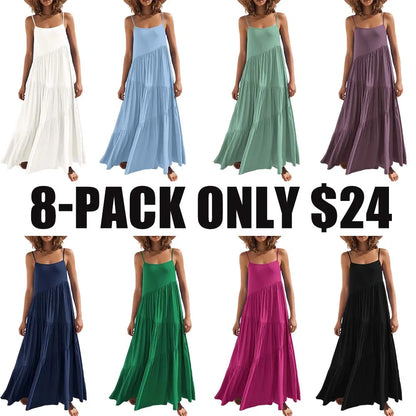 Asymmetric Tiered Style Sleeveless Beach Dress
