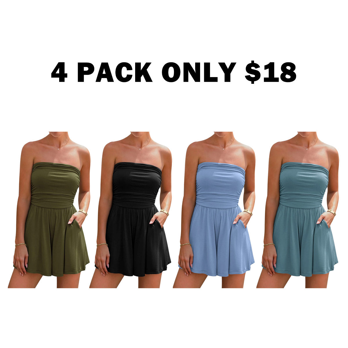Strapless Tube Beach Vacation Romper