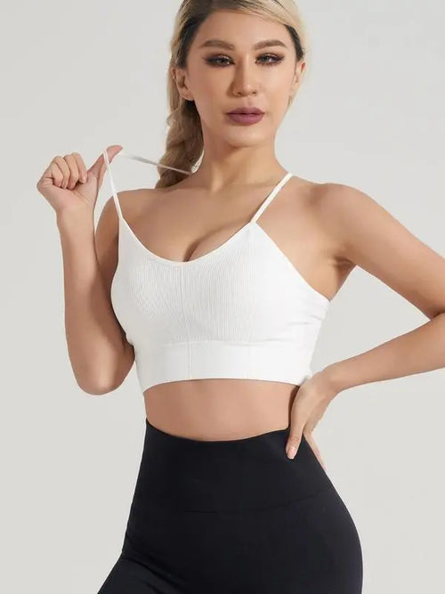 Women's 4pcs Solid Criss Cross Backless Sports Bra
