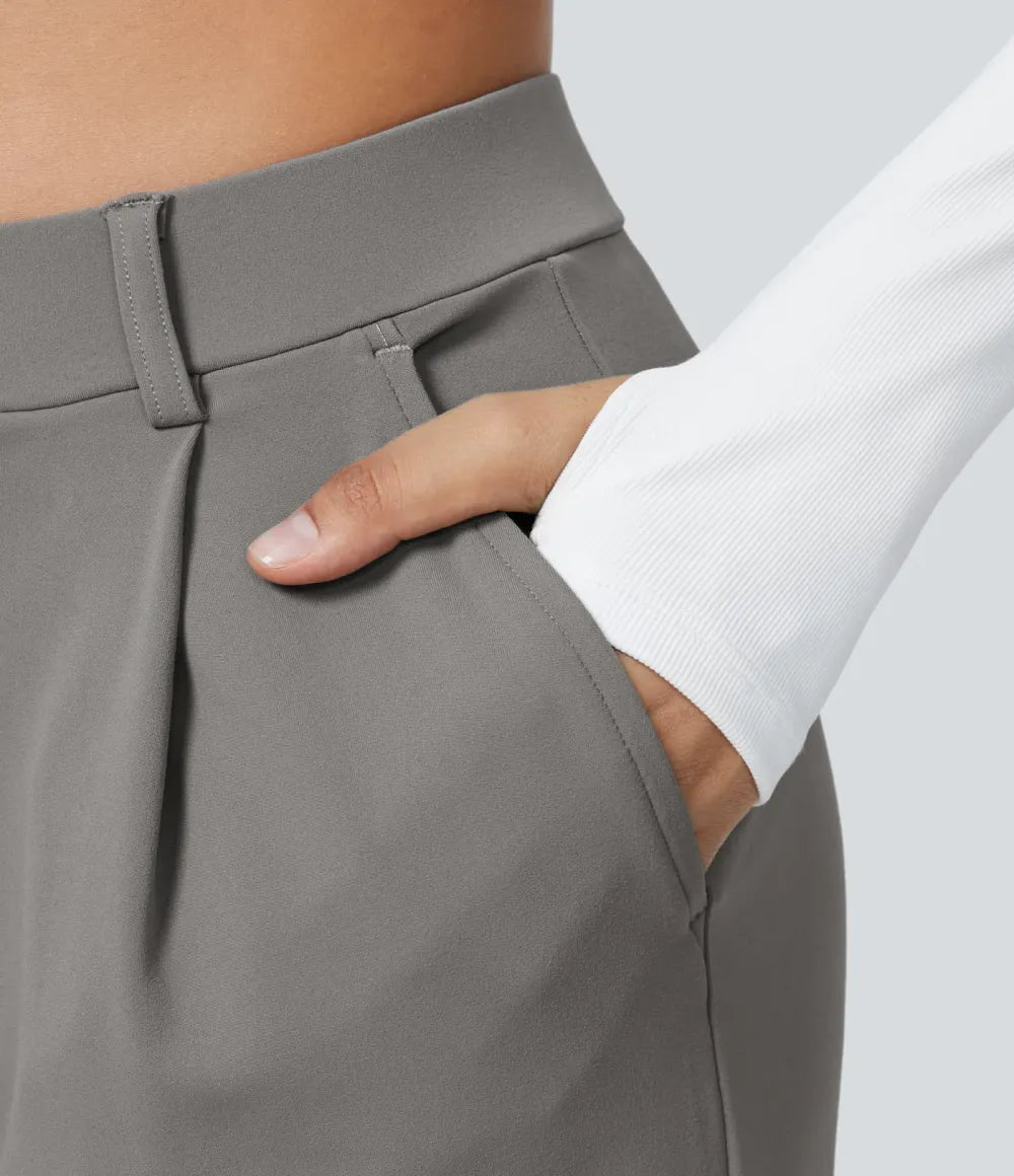 High Waisted Pocket Straight Leg Work Pants