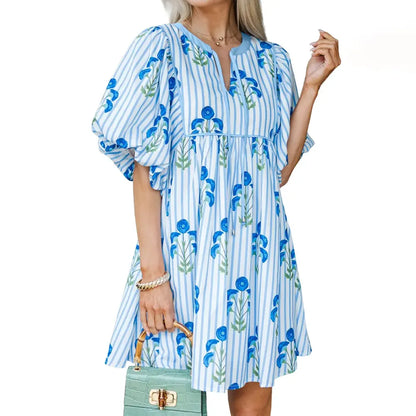 Women's Floral Striped Mini Dress