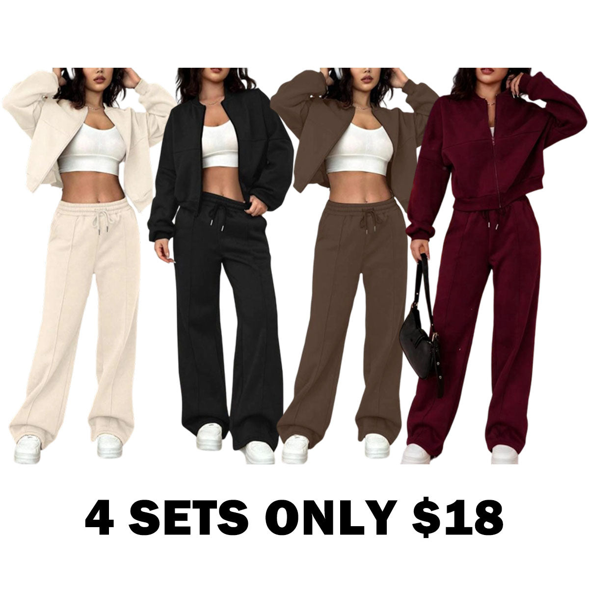 Casual Striped Long Sleeve Zipper Jacket and Pants Set