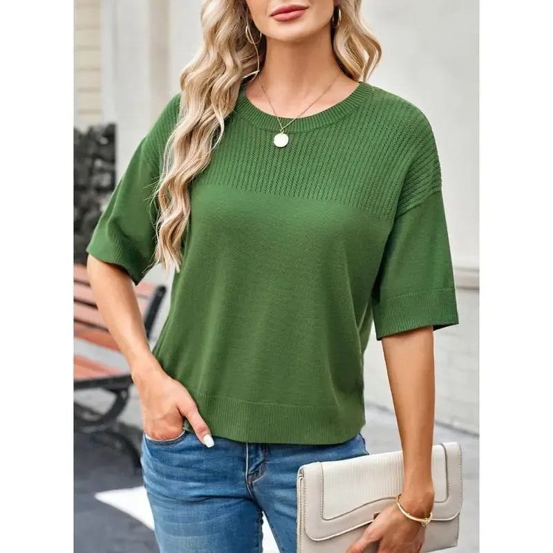 Women‘s Half Sleeve Casual Oversized Trendy Sweaters