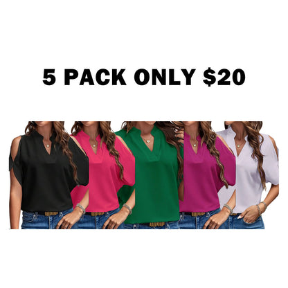Women's Solid Color Casual Fitted T-Shirt, Short Sleeve Off-Shoulder Top