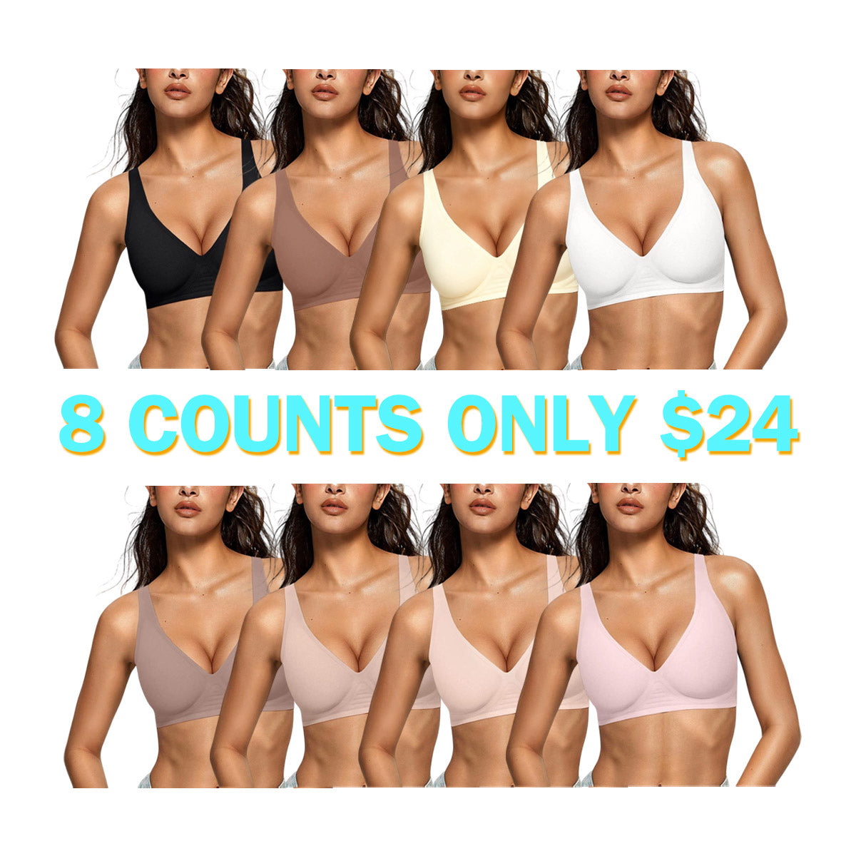 Women Wireless Seamless Bras Deep V No Underwire Push Up Bras