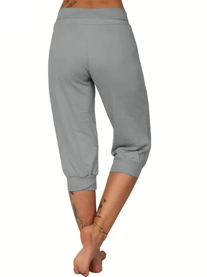 Women's Plain Drawstring Waist Capris Pants