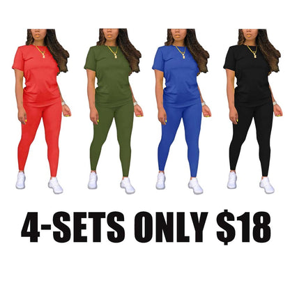 Fitted Round Neck Tee & Skinny Pants 2-Piece