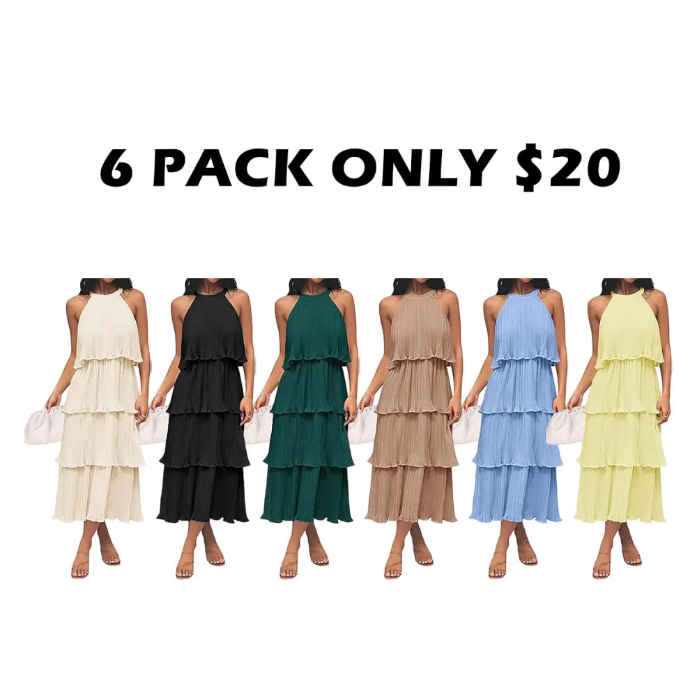 Women's 2026 Summer Sleeveless Chiffon Flowy Midi Dress