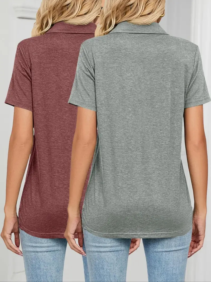 Women's Solid Color Basic Polo Shirt