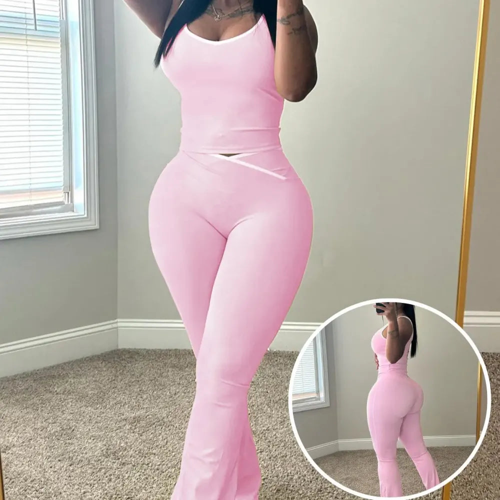 Colorblock Crmon Tank &. Dlarod PanteSet